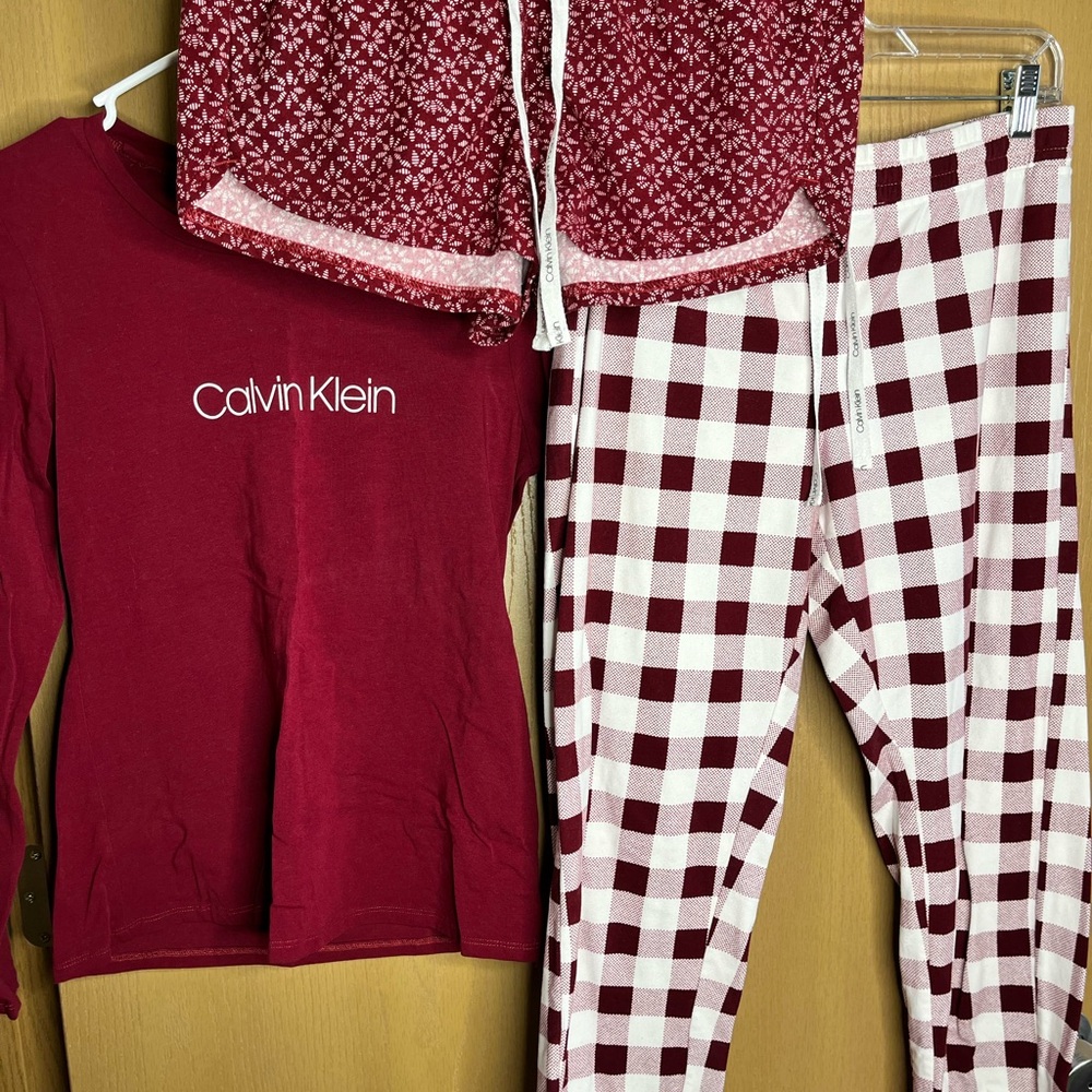Calvin Klein Maroon Pajama Set Comfortable Sleepwear
